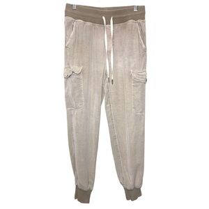 Aerie Tan Cargo Hi Rise Joggers Sz S Flowy Lyocell Pull On Pants Boho Minimalist